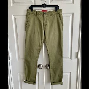 Zara Olive Slim Cuffed Stretch Khaki’s
